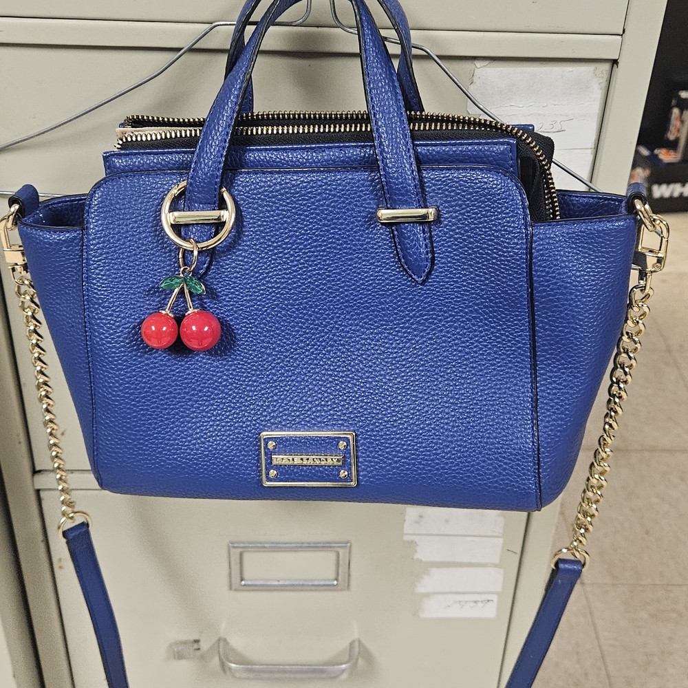 Kate Landry Royal Blue Satchel with Gold Chain